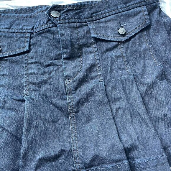 Jacob Connection Dark Wash Denim Y2K Pleated Low Rise Mini Skirt - Picture 2 of 6
